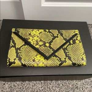 Aldo Yellow Snakeskin Clutch